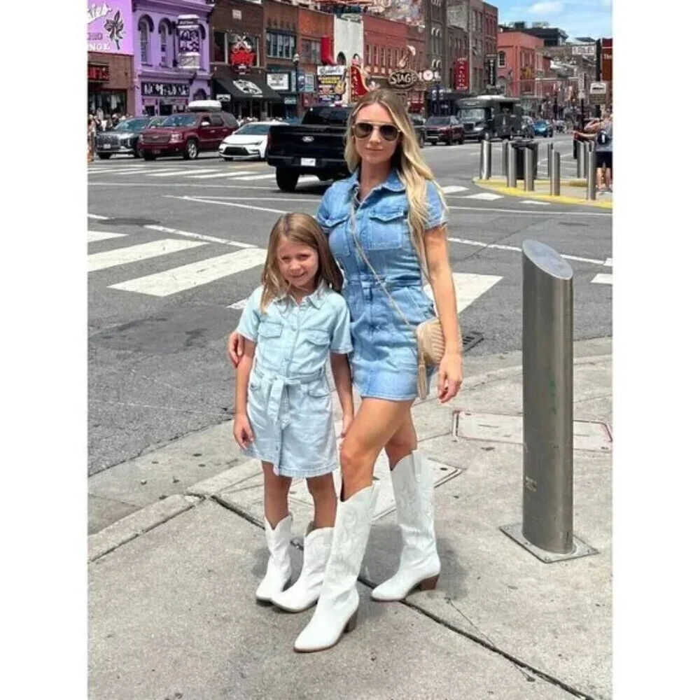 GOOD AMERICAN Fit for Success Denim Utility Dress Denim Medium Blue Size Small - Picture 2 of 16